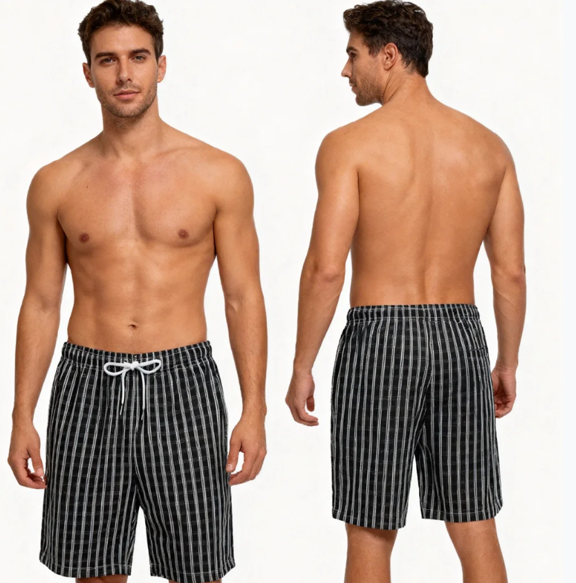 GorgeousBen Men's 5 Inch Quick Dry Beach Shorts, Summer Striped Casual Swim Trunks, Loose Fit Lightweight Board Shorts for Vacation, Gym & Daily Wear