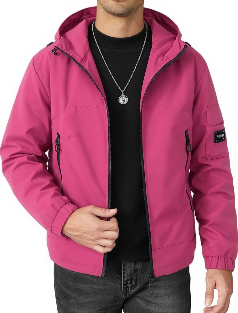 GorgeousBen Men's Waterproof Windproof Hooded Jacket, Sporty Fit, Spring Autumn Outdoor Hiking Coat