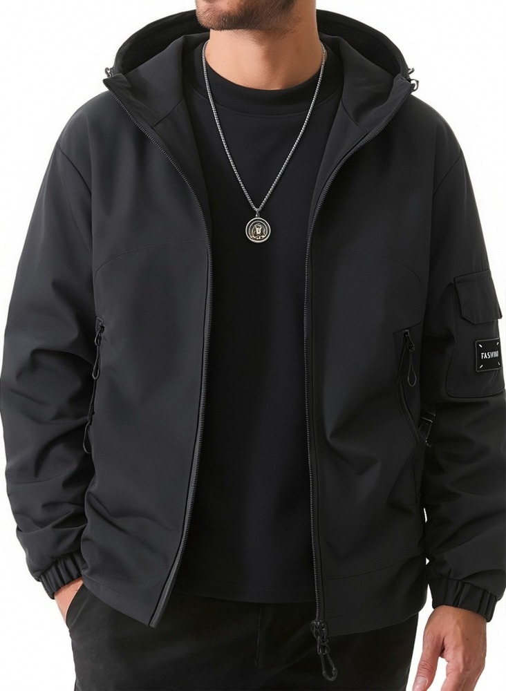 GorgeousBen Men's Waterproof Windproof Hooded Jacket, Sporty Fit, Spring Autumn Outdoor Hiking Coat