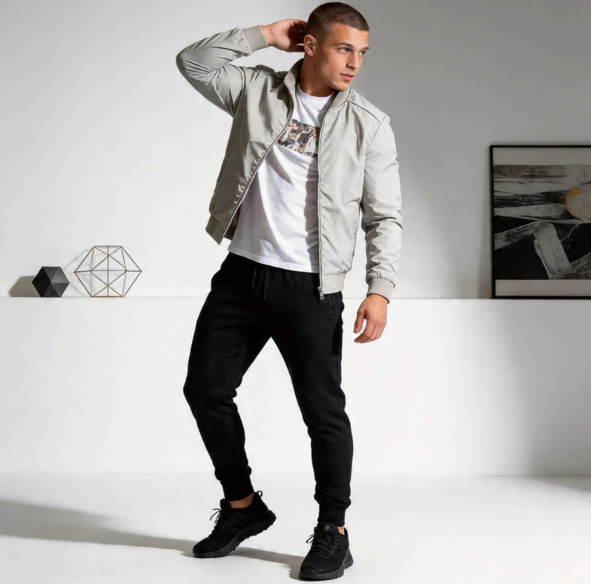 GorgeousBen Men's Stand Collar Business Bomber Jacket Slim Fit Polyester Casual Lightweight Spring Autumn Baseball Coat M-XXL