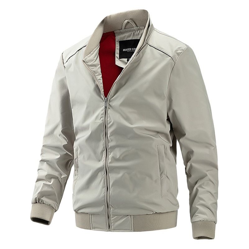 GorgeousBen Men's Stand Collar Business Bomber Jacket Slim Fit Polyester Casual Lightweight Spring Autumn Baseball Coat M-XXL