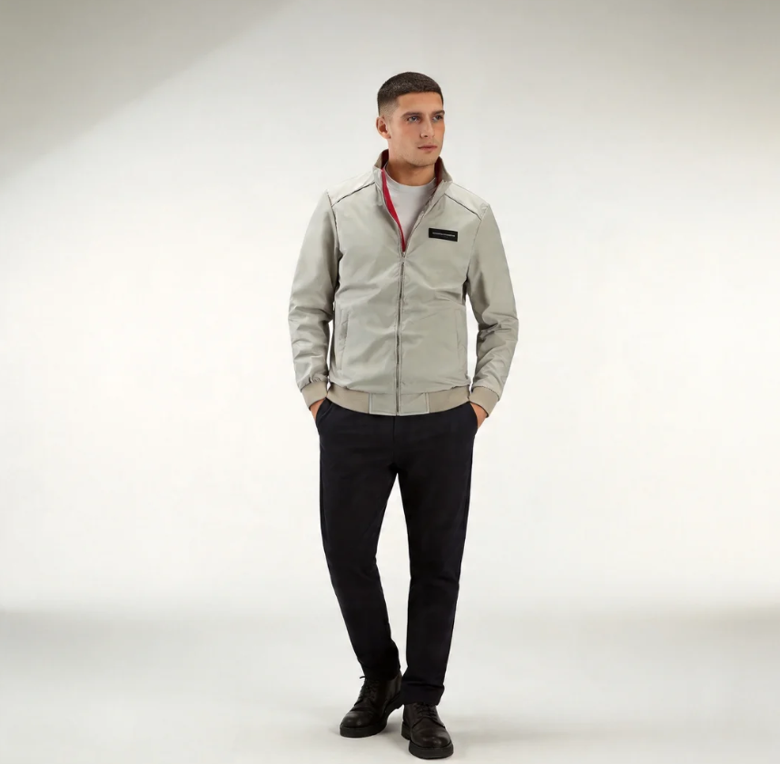 GorgeousBen Men's Stand Collar Business Bomber Jacket Slim Fit Polyester Casual Lightweight Spring Autumn Baseball Coat M-XXL
