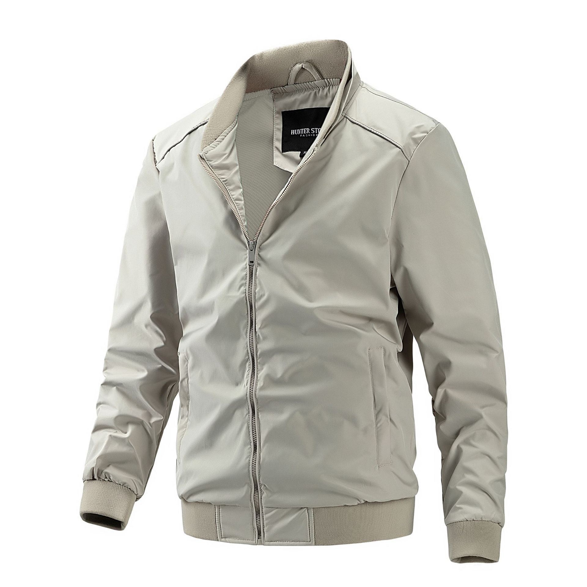 GorgeousBen Men's Stand Collar Business Bomber Jacket Slim Fit Polyester Casual Lightweight Spring Autumn Baseball Coat M-XXL