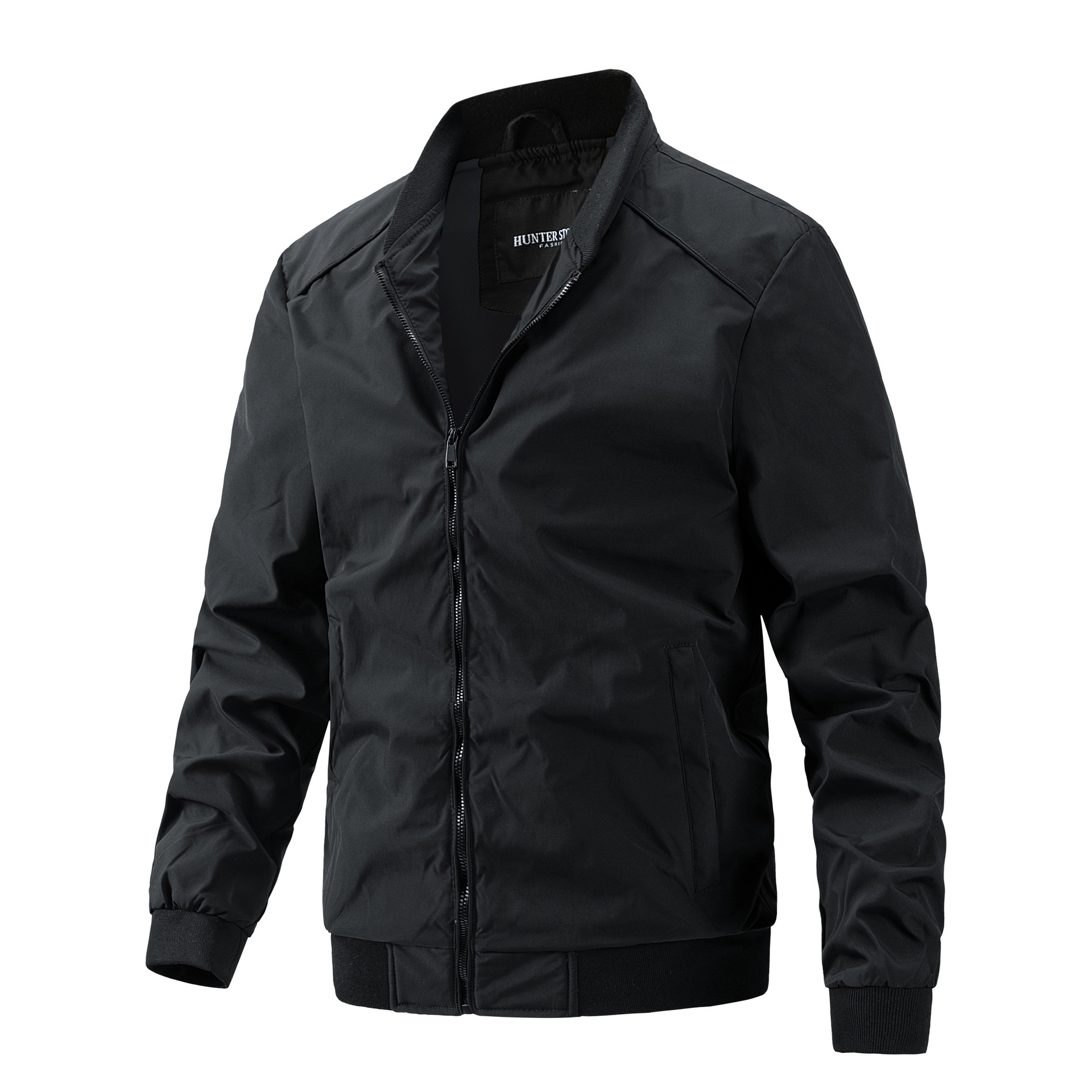 GorgeousBen Men's Stand Collar Business Bomber Jacket Slim Fit Polyester Casual Lightweight Spring Autumn Baseball Coat M-XXL