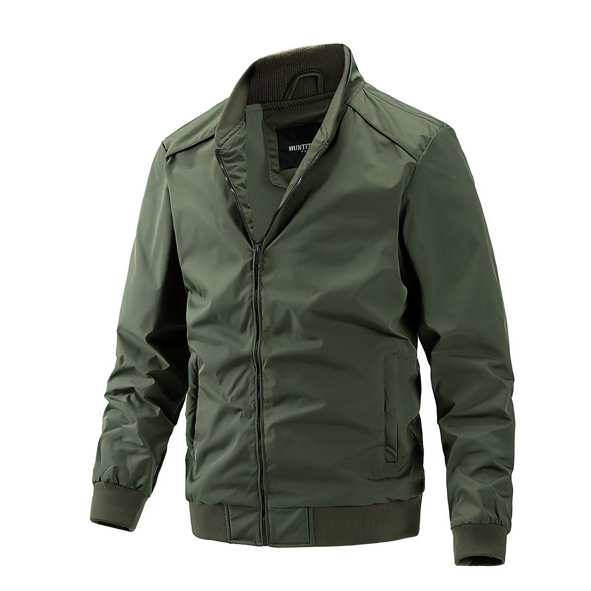 GorgeousBen Men's Stand Collar Business Bomber Jacket Slim Fit Polyester Casual Lightweight Spring Autumn Baseball Coat M-XXL