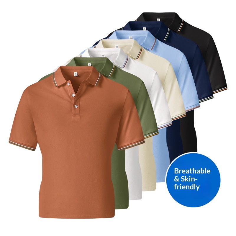 Summer 2026 cross-border Amazon 3 polo shirt casual T-shirt short-sleeved shirt men's light luxury business men's short-sleeved shirt