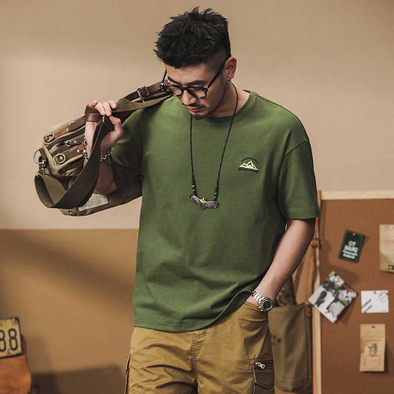 GorgeousBen Men's 280GSM Heavyweight Cotton Vintage Graphic Print Crew Neck T-Shirt Loose Fit Summer Casual Tee M-4XL