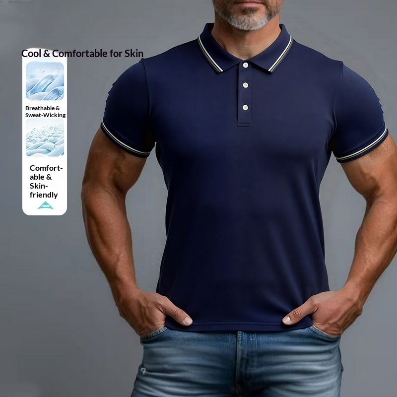 Summer 2026 cross-border Amazon 3 polo shirt casual T-shirt short-sleeved shirt men's light luxury business men's short-sleeved shirt