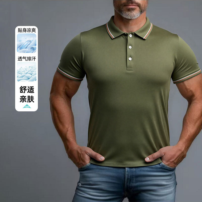 Summer 2026 cross-border Amazon 3 polo shirt casual T-shirt short-sleeved shirt men's light luxury business men's short-sleeved shirt