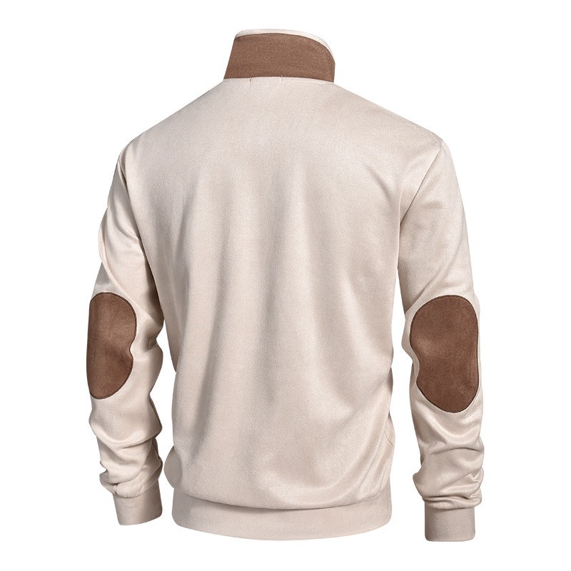 GorgeousBen Men Contrast Color Stand Collar Sweatshirt Casual Outdoor Long Sleeve Pullover