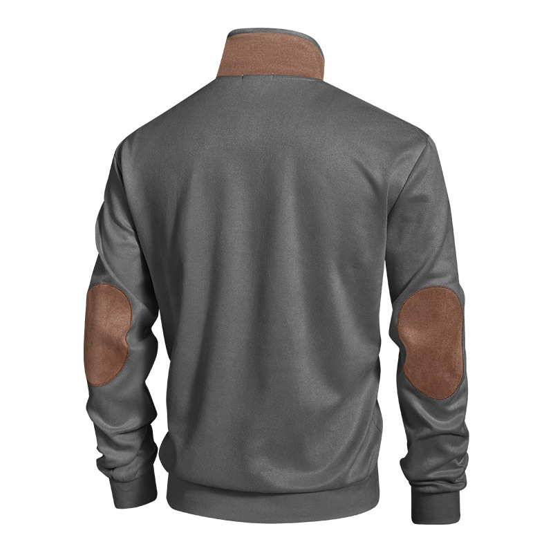 GorgeousBen Men Contrast Color Stand Collar Sweatshirt Casual Outdoor Long Sleeve Pullover