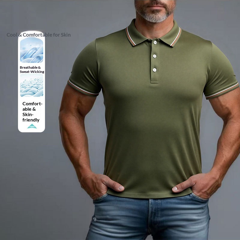 Summer 2026 cross-border Amazon 3 polo shirt casual T-shirt short-sleeved shirt men's light luxury business men's short-sleeved shirt
