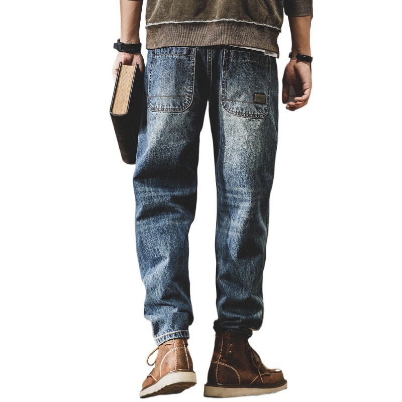 GorgeousBen Men's 100% Cotton Vintage Amekaji Straight Leg Denim Jeans Loose Fit Mid Rise Casual Pants