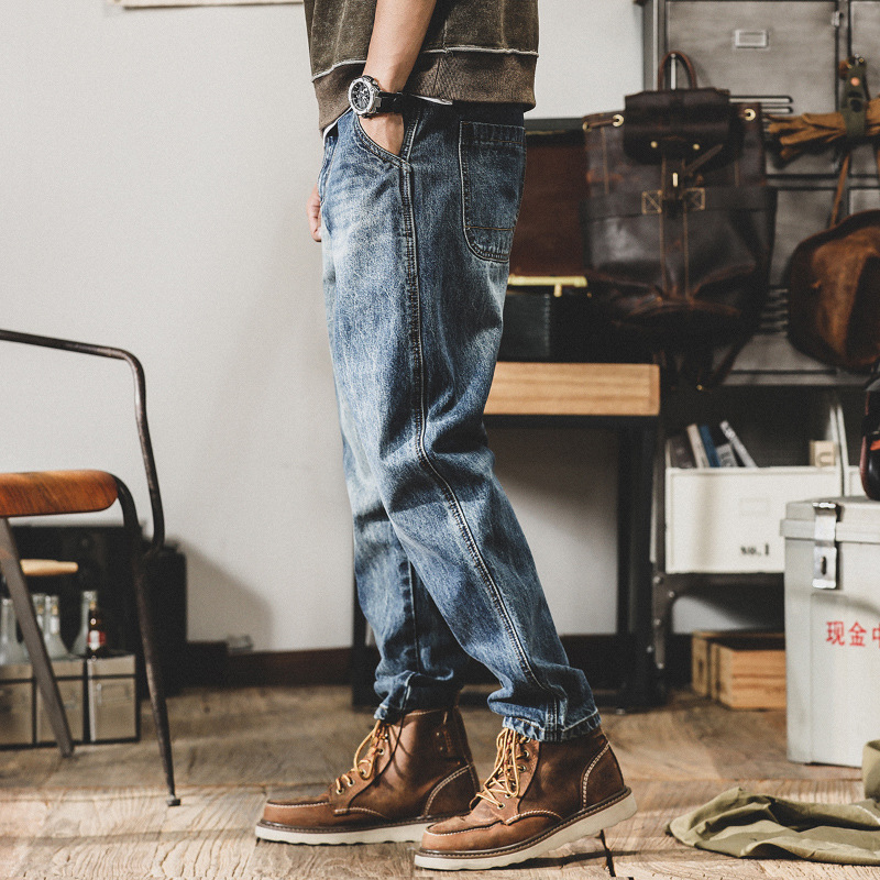 GorgeousBen Men's 100% Cotton Vintage Amekaji Straight Leg Denim Jeans Loose Fit Mid Rise Casual Pants