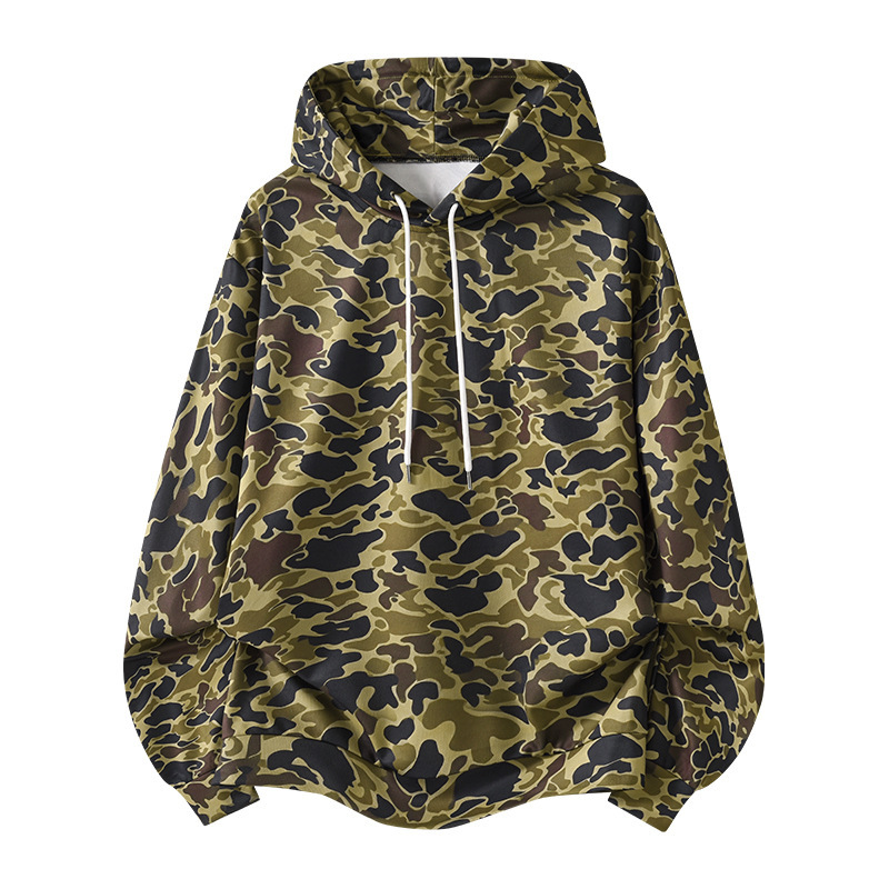 Cross-border hot selling European and American leopard print 3D digital printing casual loose camouflage hooded sweater men's manufacturer supply wholesale