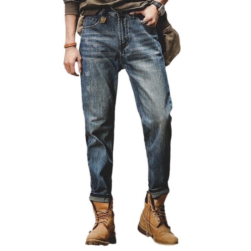 GorgeousBen Men's 94% Cotton Vintage Wash Denim Jeans Loose Fit Straight Leg Fleece Lined Winter Pants