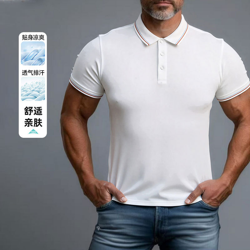 Summer 2026 cross-border Amazon 3 polo shirt casual T-shirt short-sleeved shirt men's light luxury business men's short-sleeved shirt