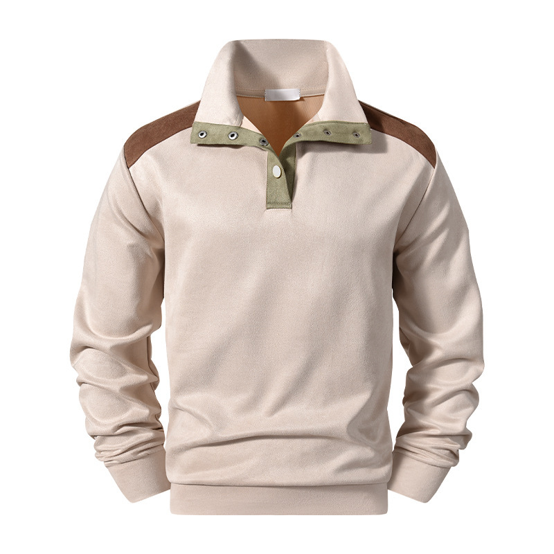 GorgeousBen Men Contrast Color Stand Collar Sweatshirt Casual Outdoor Long Sleeve Pullover