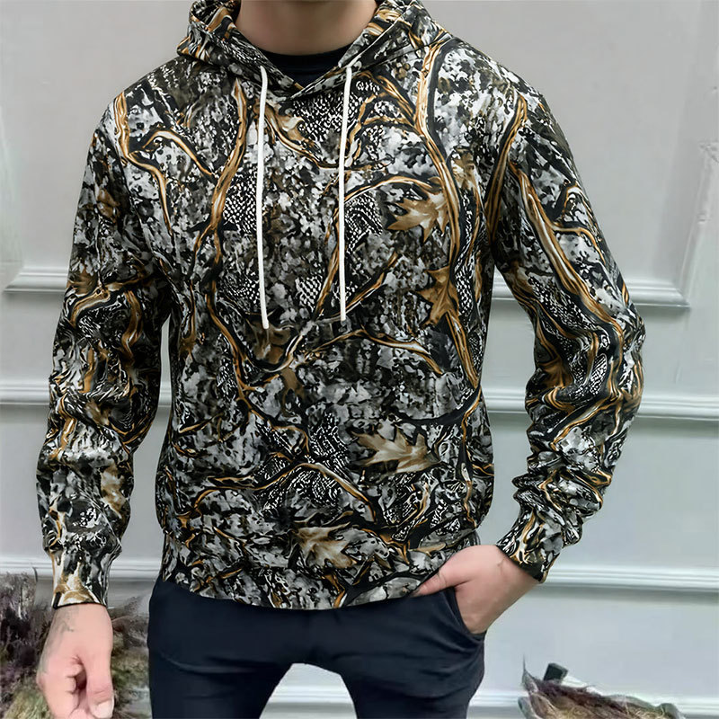 2026 spring new pullover camouflage casual sports hoodie men's cross-border Amazon 3D forest pullover