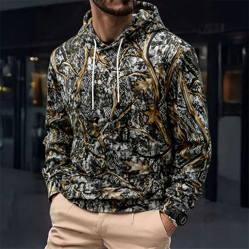 2026 spring new pullover camouflage casual sports hoodie men's cross-border Amazon 3D forest pullover