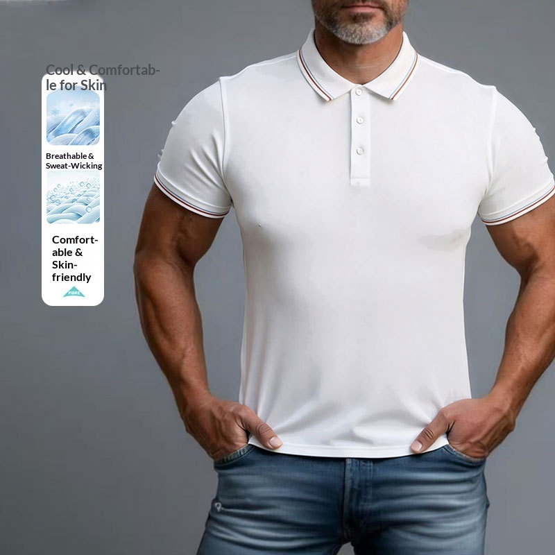 Summer 2026 cross-border Amazon 3 polo shirt casual T-shirt short-sleeved shirt men's light luxury business men's short-sleeved shirt