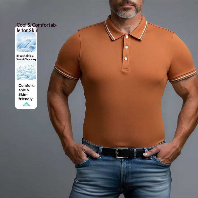 Summer 2026 cross-border Amazon 3 polo shirt casual T-shirt short-sleeved shirt men's light luxury business men's short-sleeved shirt