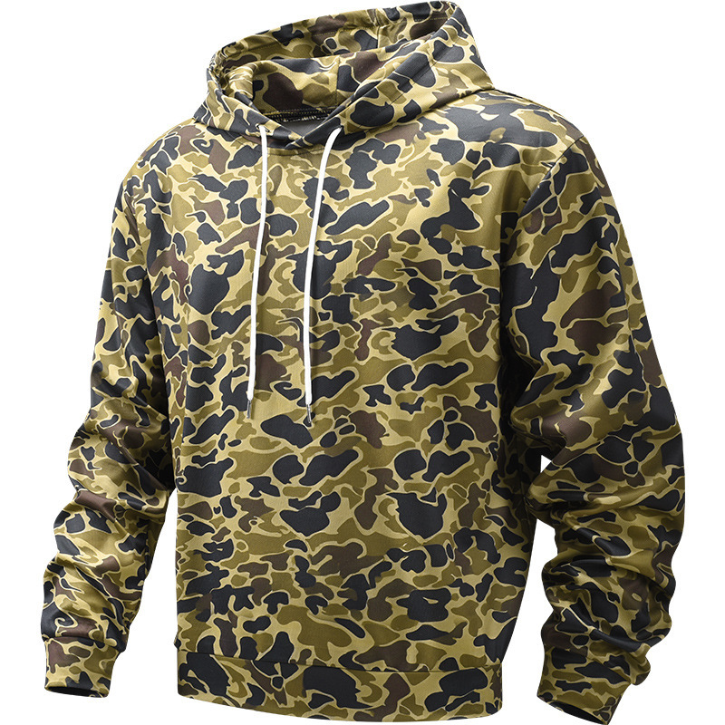 Cross-border hot selling European and American leopard print 3D digital printing casual loose camouflage hooded sweater men's manufacturer supply wholesale