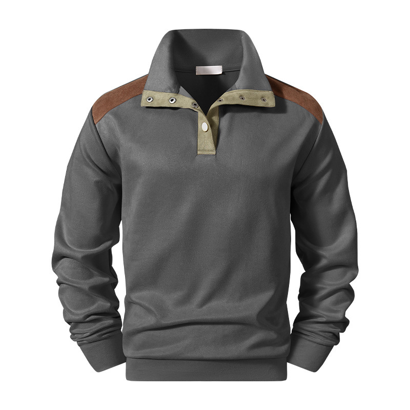 GorgeousBen Men Contrast Color Stand Collar Sweatshirt Casual Outdoor Long Sleeve Pullover