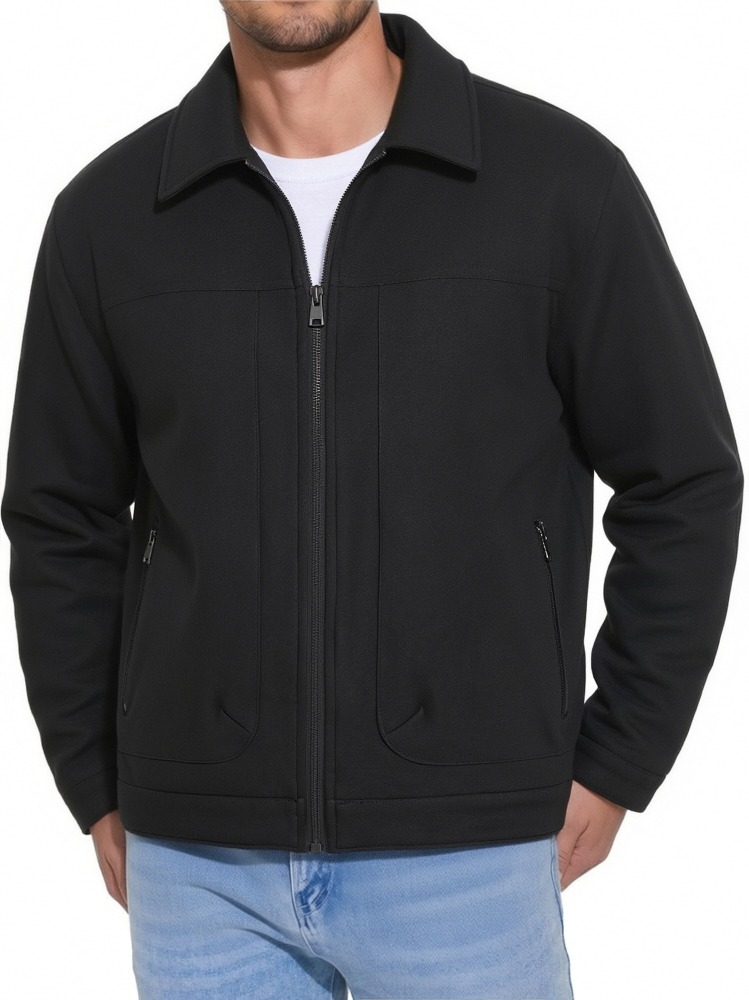 Men's Knit Turn-down Collar Jacket, GorgeousBen Men's Modern Casual Loose Fit Lightweight Workwear Jacket, Wrinkle-Resistant, Suitable for Spring Summer Daily Wear