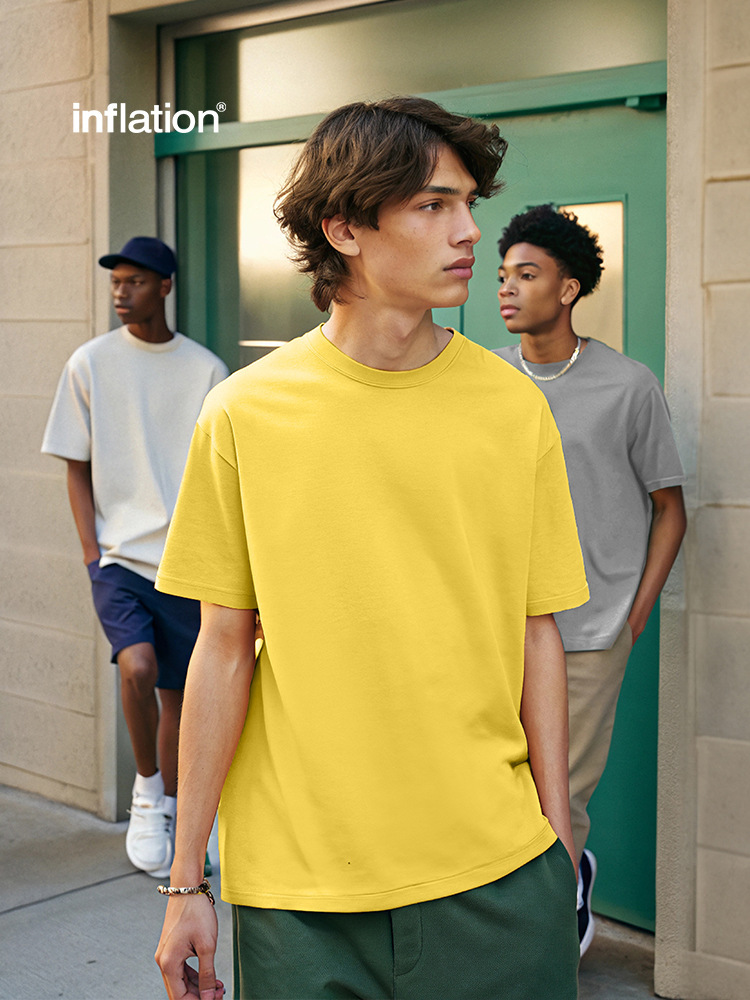 Jie Zhan Men's Clothing | 260g Macaron Heavyweight Trendy Brand T-Shirt 2026 New Loose Drop-Shoulder Sorona Short-Sleeve T-Shirt