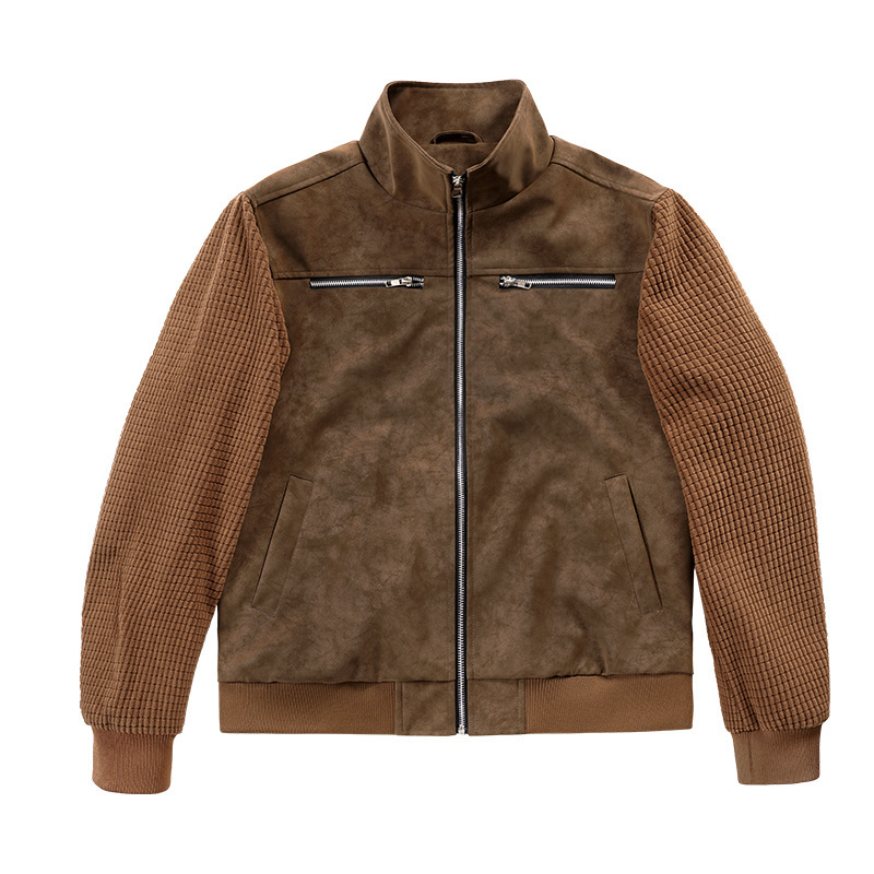 Cross-border European code for men's labor jacket men multi-pocket stand collar design solid color daily casual versatile outerwear