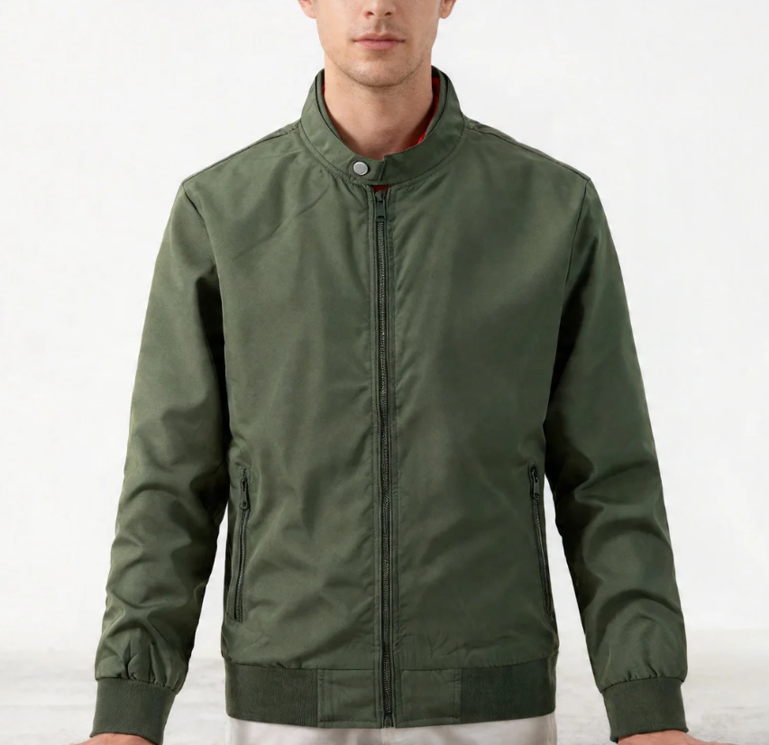 GorgeousBen Men's Korean Style Stand Collar Flight Jacket, Thin Polyester Casual Outerwear for Spring Autumn