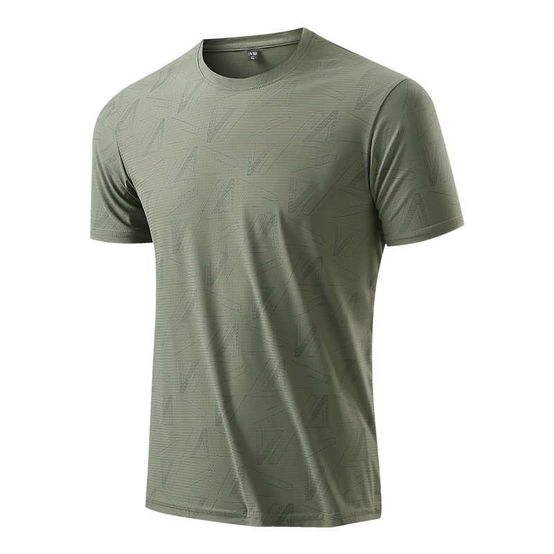 Quick-drying T-shirt men's quick drying clothes men's running half sleeve top summer ice silk elastic T-shirt sports short sleeve men clothing