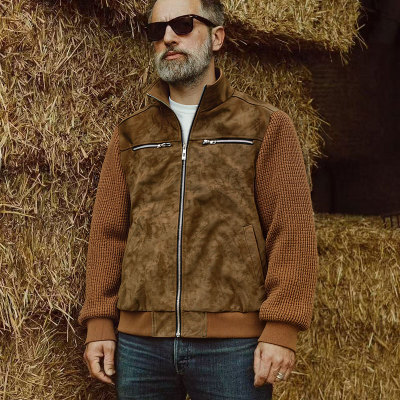 Cross-border European code for men's labor jacket men multi-pocket stand collar design solid color daily casual versatile outerwear