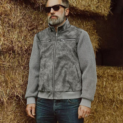 Cross-border European code for men's labor jacket men multi-pocket stand collar design solid color daily casual versatile outerwear