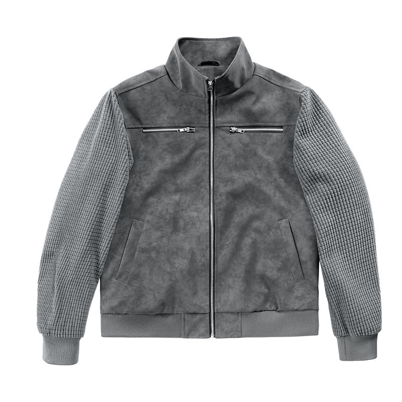 Cross-border European code for men's labor jacket men multi-pocket stand collar design solid color daily casual versatile outerwear