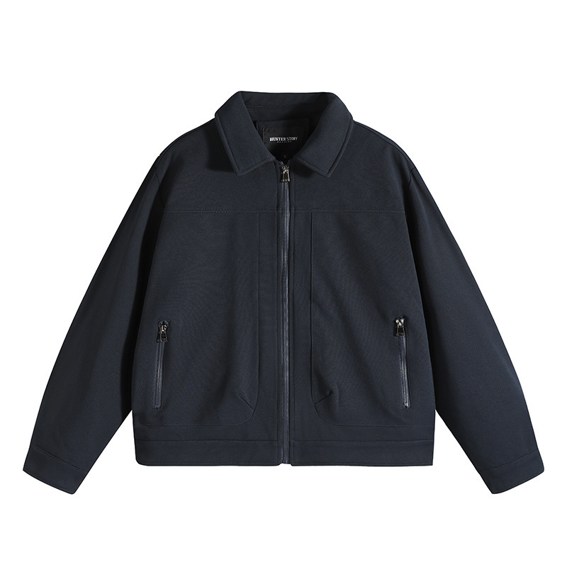 Cross-Border Knitted Men's Lapel Jacket, New Spring and Autumn Style, Slightly Loose Casual Versatile Outerwear, Thin Workwear Trendy Men's Fashion