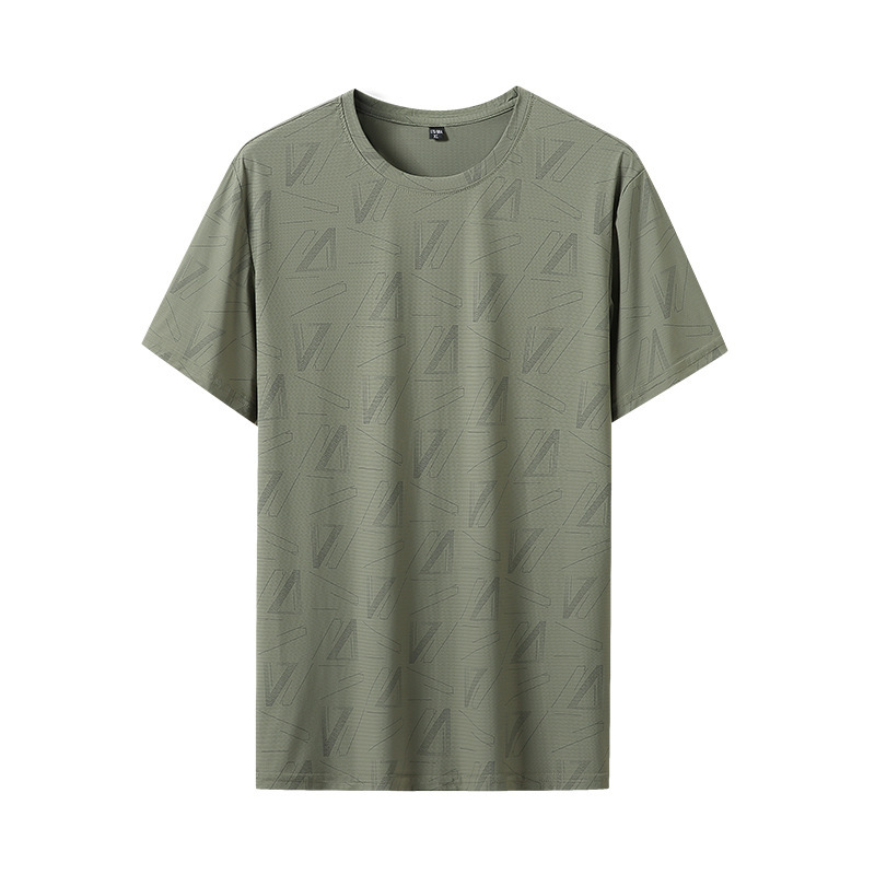 Quick-drying T-shirt men's quick drying clothes men's running half sleeve top summer ice silk elastic T-shirt sports short sleeve men clothing