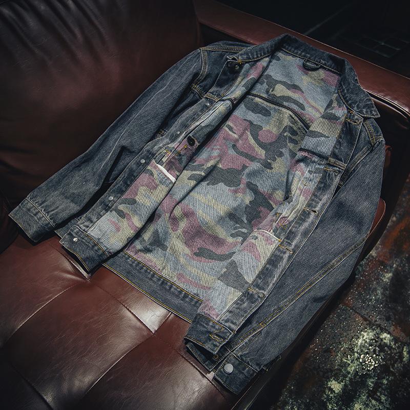 Men's Cotton Cargo Denim Jacket, Loose Fit Casual Outerwear, 2026 Autumn Daily Wear Street Style Coat