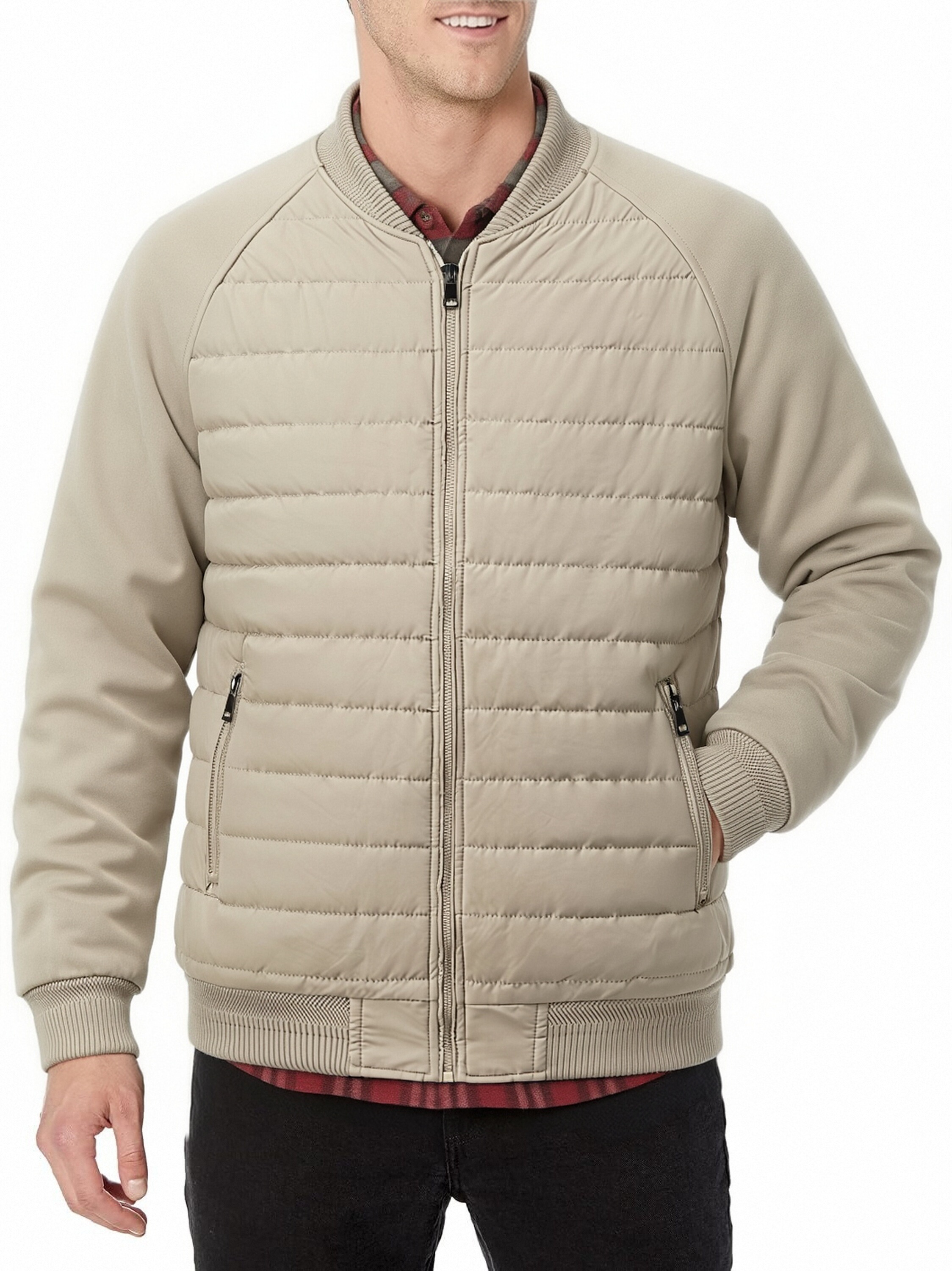 GorgeousBen Men's Winter Quilted Bomber Jacket Lightweight Warm Stand Collar Casual Coat