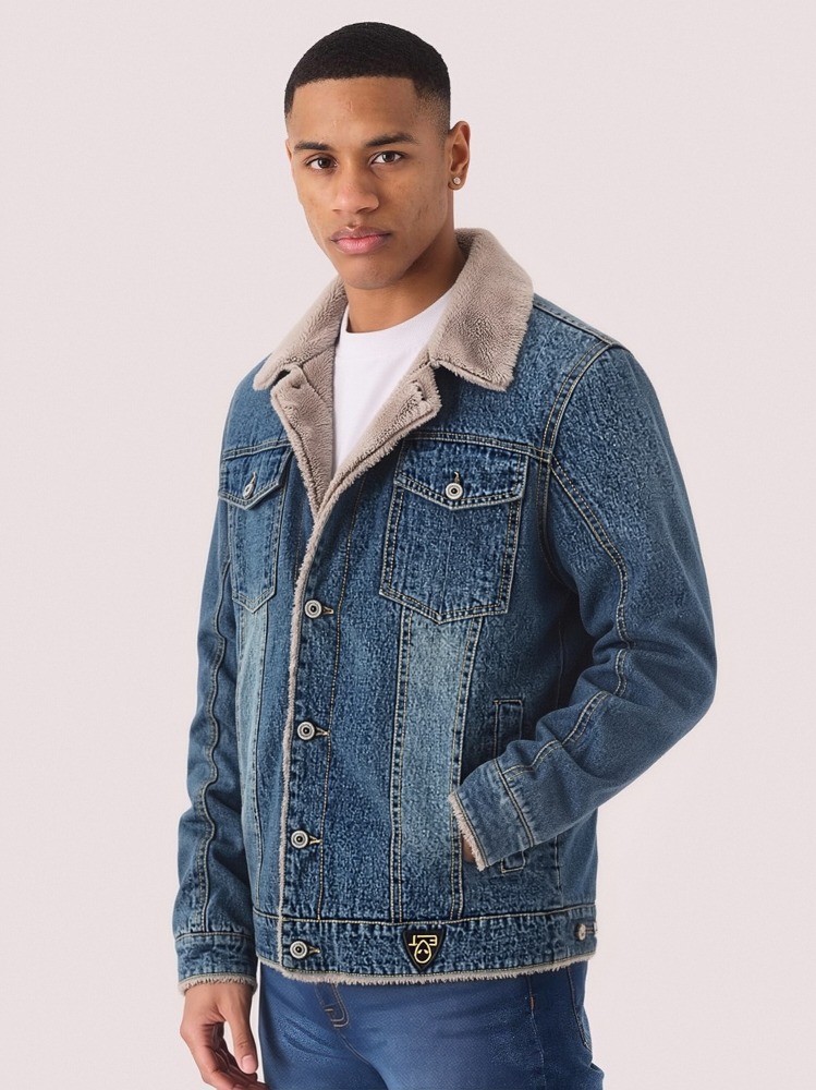 GorgeousBen Men's Fleece Lined Denim Jacket Warm Winter Trucker Coat