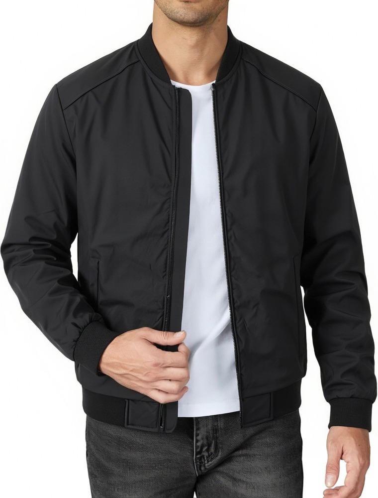 Cross-Border Stand Collar Business Men's Jacket Casual Thin Baseball Jacket Trendy Men's Long-Sleeve Mid-Length Jacket