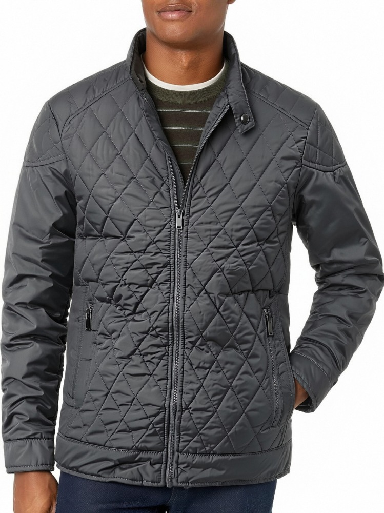 Thin Solid Color Cotton Jacket Men's Coat Autumn and Winter Foreign Trade Casual Men's Diamond Pattern Outerwear Casual Versatile