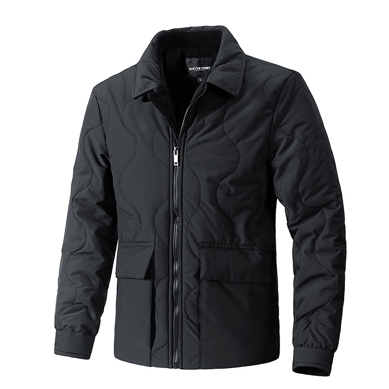 Cross-Border Amazon Men's Stand-Up Collar Cotton Jacket Corduroy Fleece-Lined Loose Fashion New Autumn and Winter Cotton Coat Casual Versatile