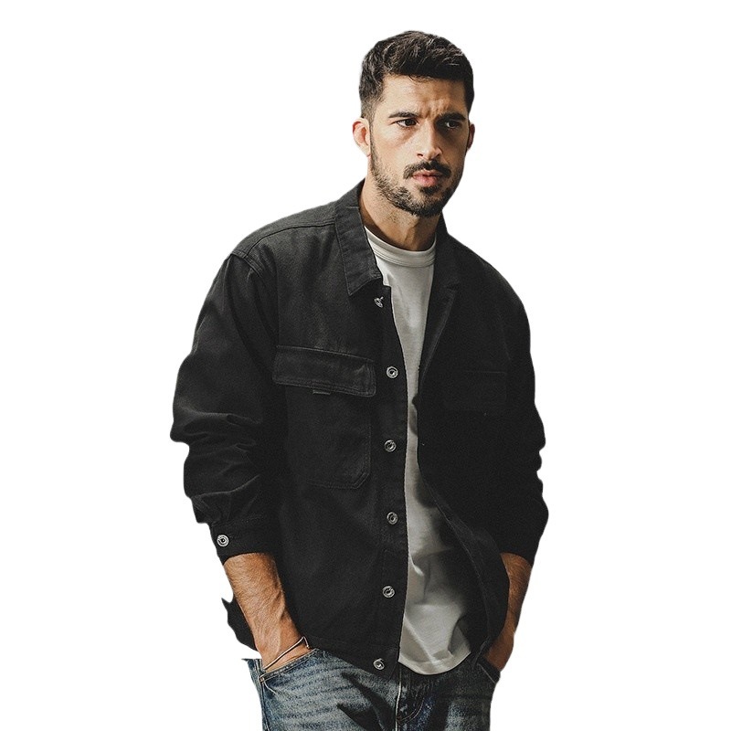 GorgeousBen Men's Vintage Heavyweight Cotton Work Jacket, Relaxed Fit, Water Resistant, S-5XL, for Fall Streetwear & Daily Casual Wear