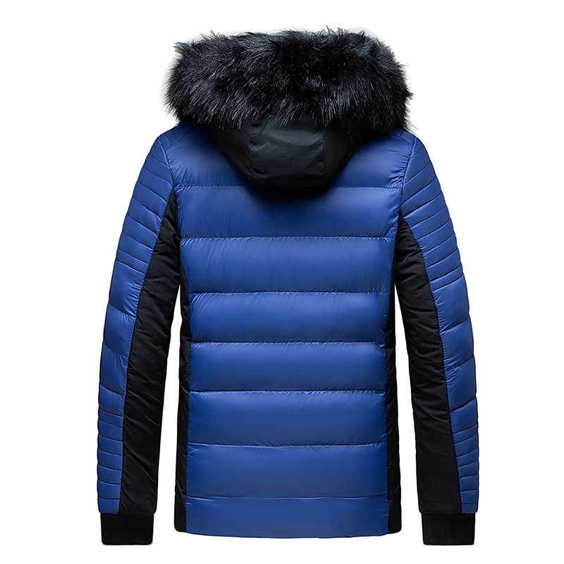 Men's Winter Hooded Detachable Fur Collar Padded Cotton Coat Slim Fit Trendy Jacket Export Casual Men's Winter Wear