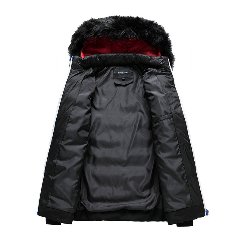 Men's Winter Hooded Detachable Fur Collar Padded Cotton Coat Slim Fit Trendy Jacket Export Casual Men's Winter Wear