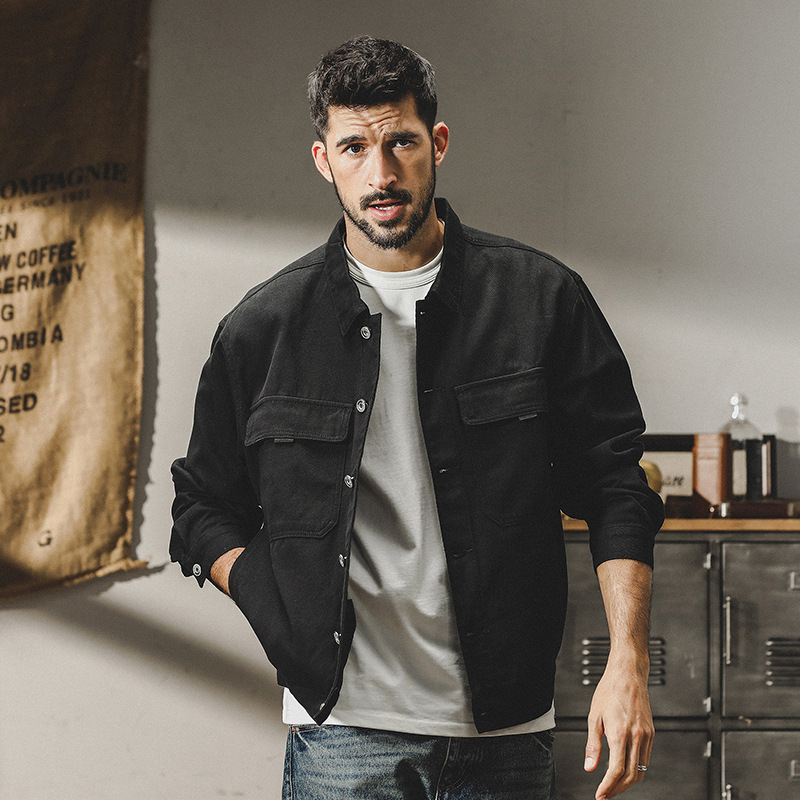 GorgeousBen Men's Vintage Heavyweight Cotton Work Jacket, Relaxed Fit, Water Resistant, S-5XL, for Fall Streetwear & Daily Casual Wear