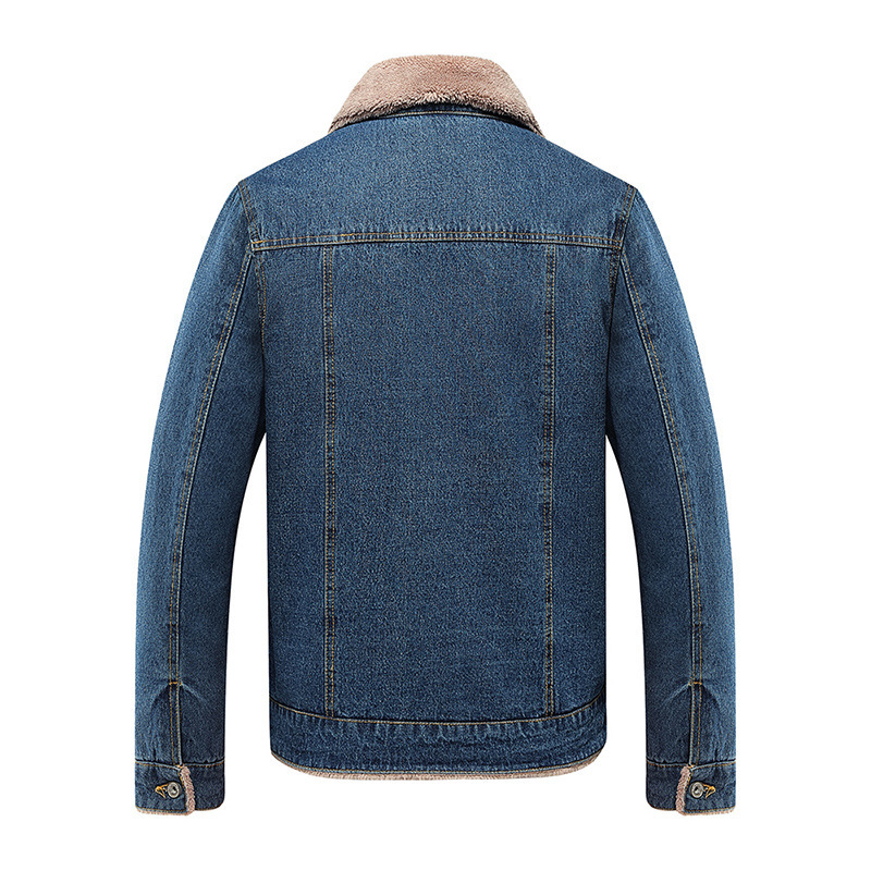 European and American Men's Denim Jackets, Autumn and Winter Fleece-Lined Thickened Jackets, Korean Style Casual Tops, Cross-Border Trendy Small Batch