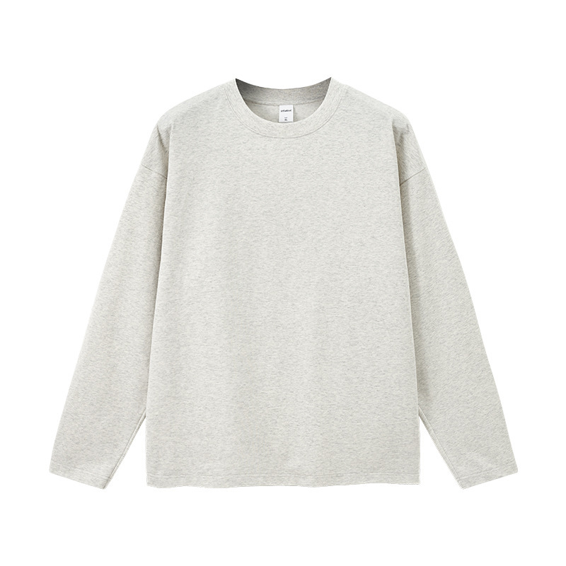 GorgeousBen Men's 260G Heavyweight Sorona Long Sleeve T-Shirt, Oversized Streetwear Crewneck Tee, Breathable Casual Base Layer, S-2XL